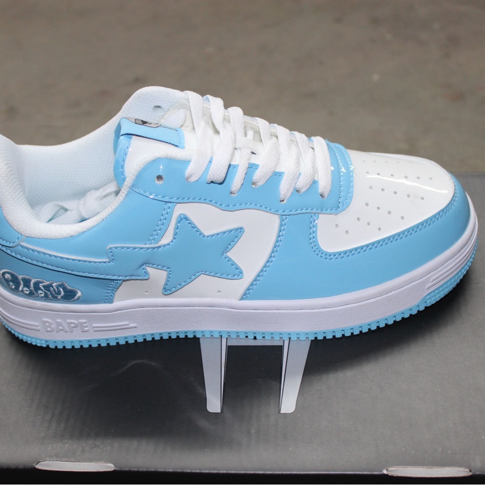 Bape Blue and White Sneakers Classic Design